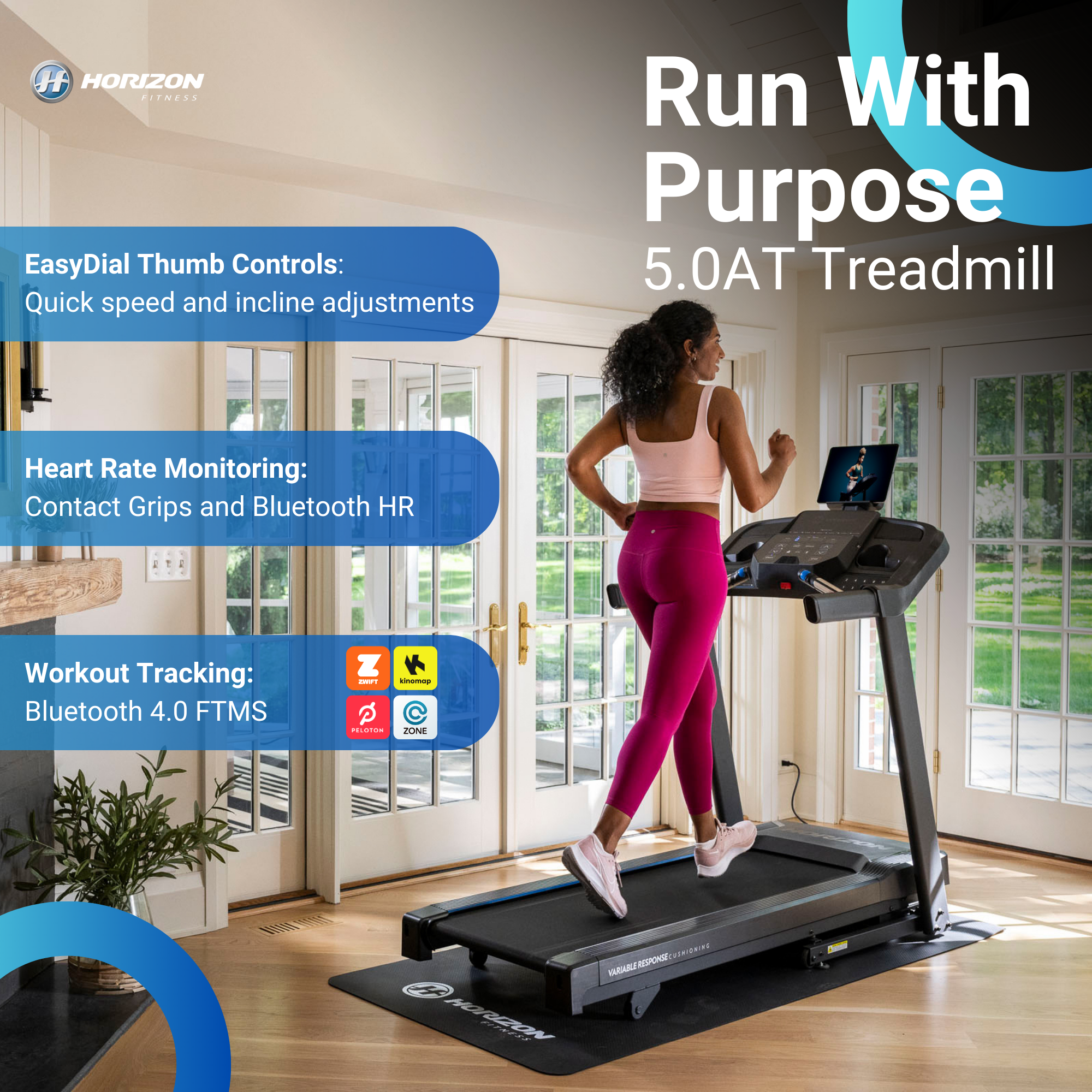 Horizon 5.0AT @ Zone Treadmill - uk.johnsonfitness.com