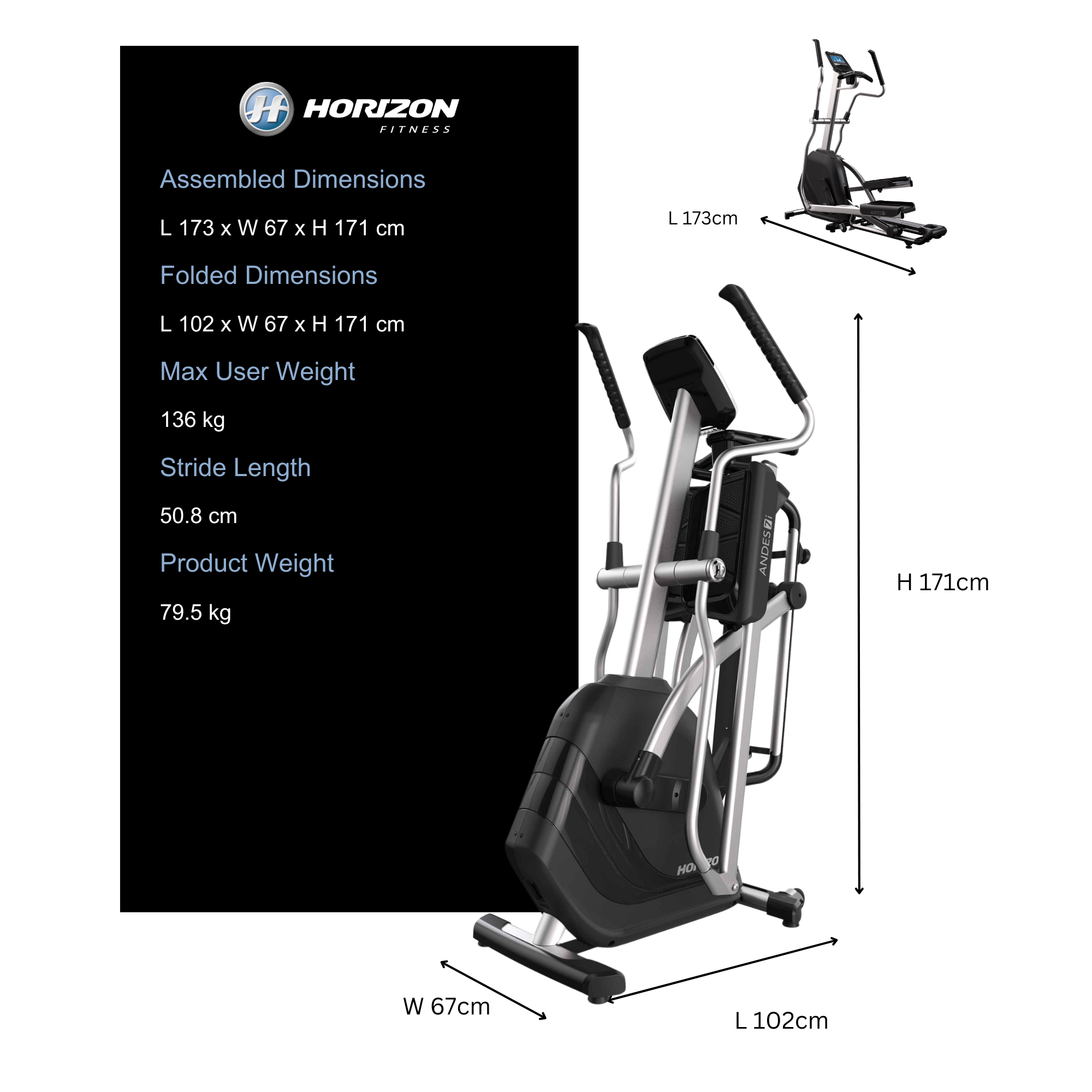 Horizon authentic Fitness Crosstrainer Ellipsentrainer Andes 7i Viewfit