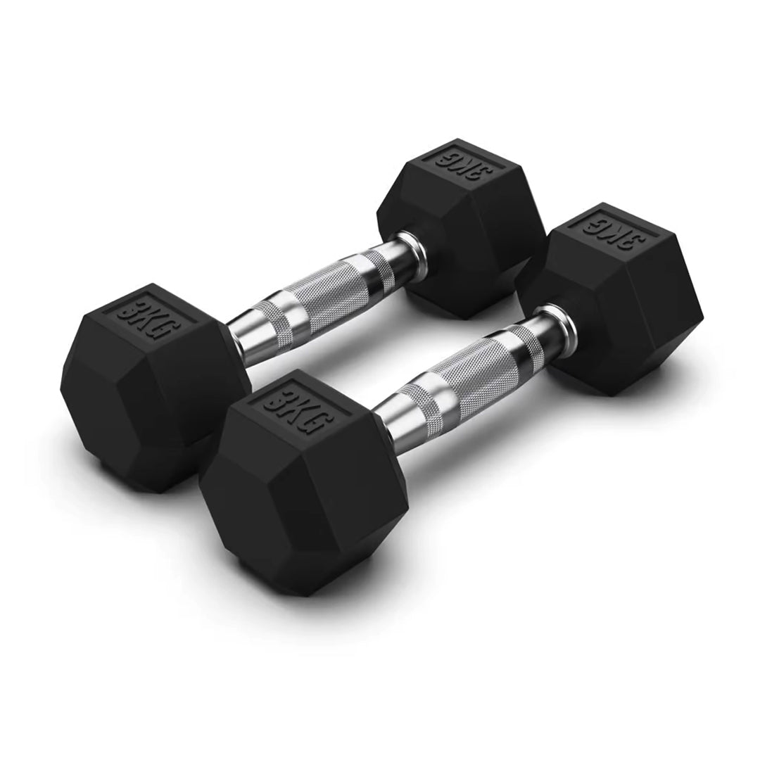 Jordan Hex Rubber Dumbbell Pair - uk.johnsonfitness.com