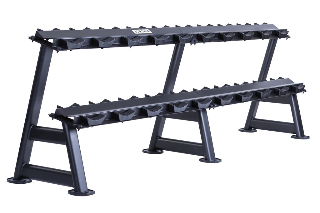 JORDAN 10 Pair, 2 Tier Dumbbell Rack including Weight Labels (Oval Frame)